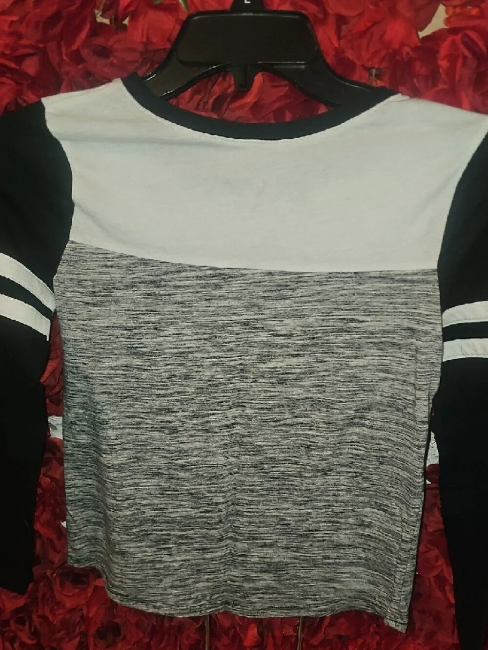 Justice Black & Gray Long Sleeve Tee with Rainbow Script Logo Size 12